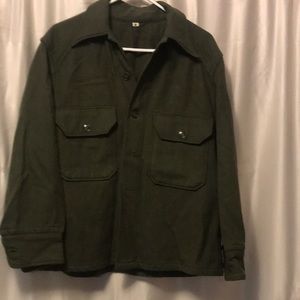 Lighter wool jacket, no brand. Button up. Forest Green